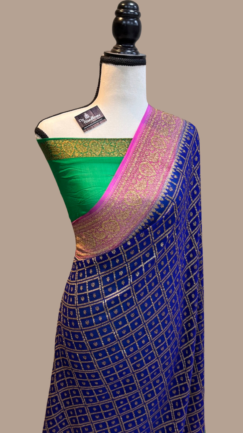 Khaddi Georgette Banarasi Saree -  Antique zari - The Handlooms