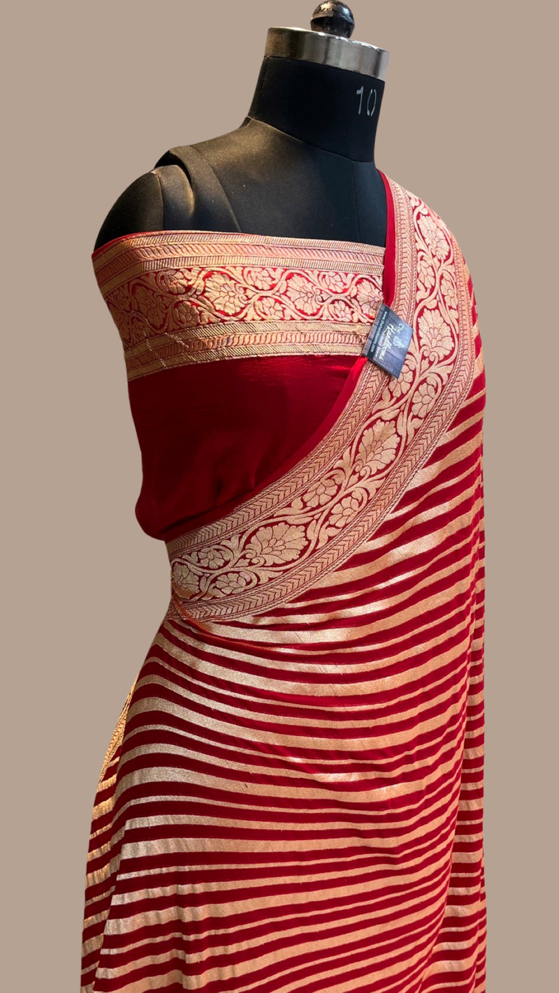 Khaddi Georgette Banarasi Saree -  Gold zari - The Handlooms