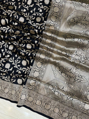 Pure Katan Silk Banarasi Handloom Saree - All over Jaal  work - The Handlooms