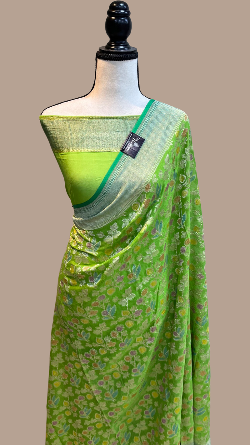 Khaddi Georgette Handloom Banarasi Saree - The Handlooms