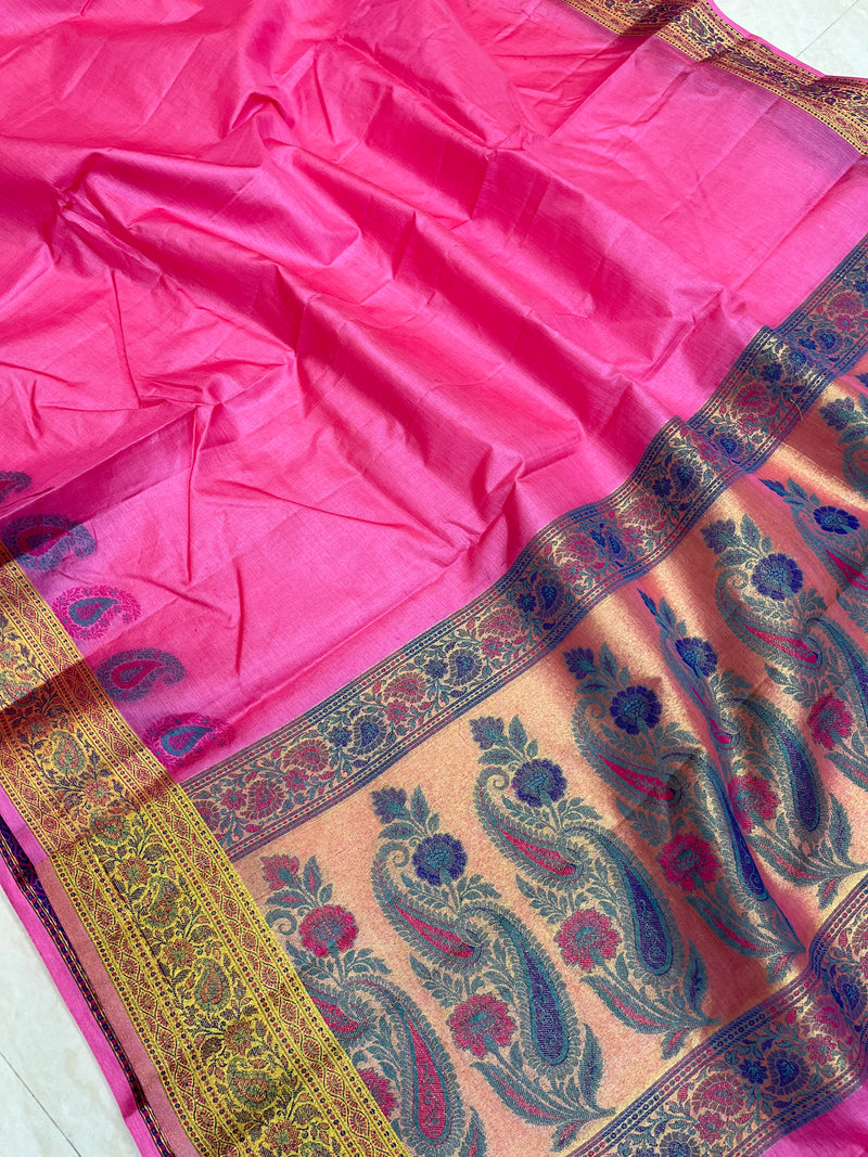 Pure Tussar Silk Handloom Banarasi Saree - The Handlooms