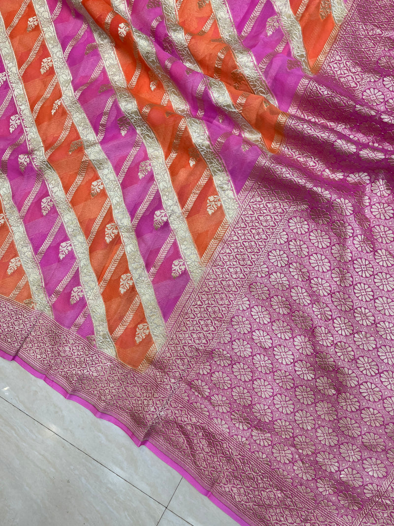Khaddi Georgette Handloom Banarasi Saree - The Handlooms