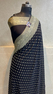 Khaddi Georgette Banarasi Saree -  Gold zari - The Handlooms