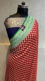 Khaddi Georgette Handloom Banarasi Saree - The Handlooms