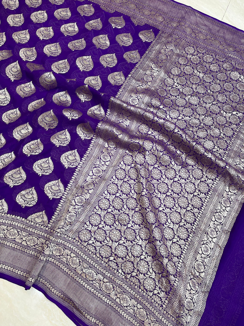 Khaddi Georgette Handloom Banarasi Saree - The Handlooms