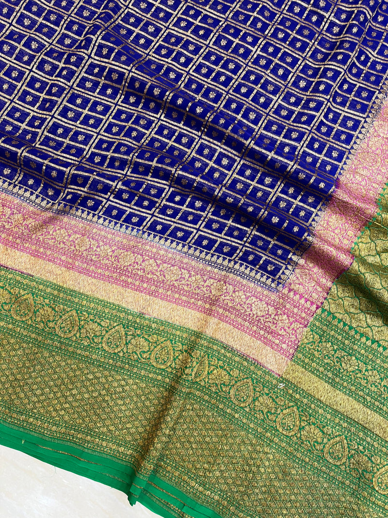 Khaddi Georgette Banarasi Saree -  Antique zari - The Handlooms
