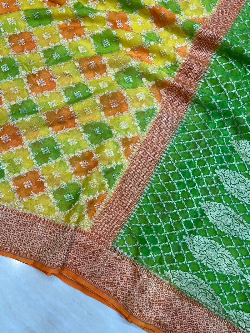 Khaddi Georgette Handloom Banarasi Saree - The Handlooms