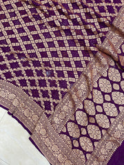 Pure Georgette Banarasi Bandhej Handloom Dupatta - The Handlooms