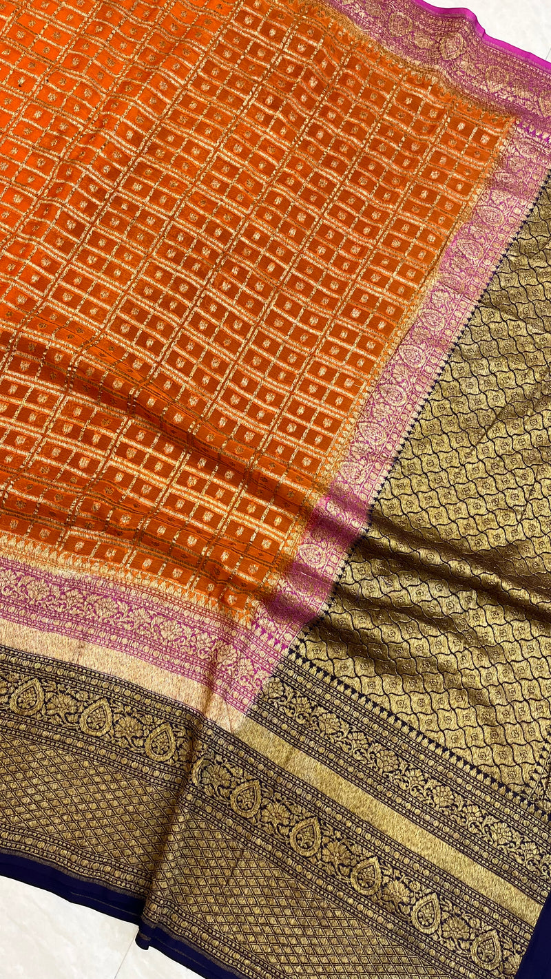 Khaddi Georgette Banarasi Saree -  Antique zari - The Handlooms