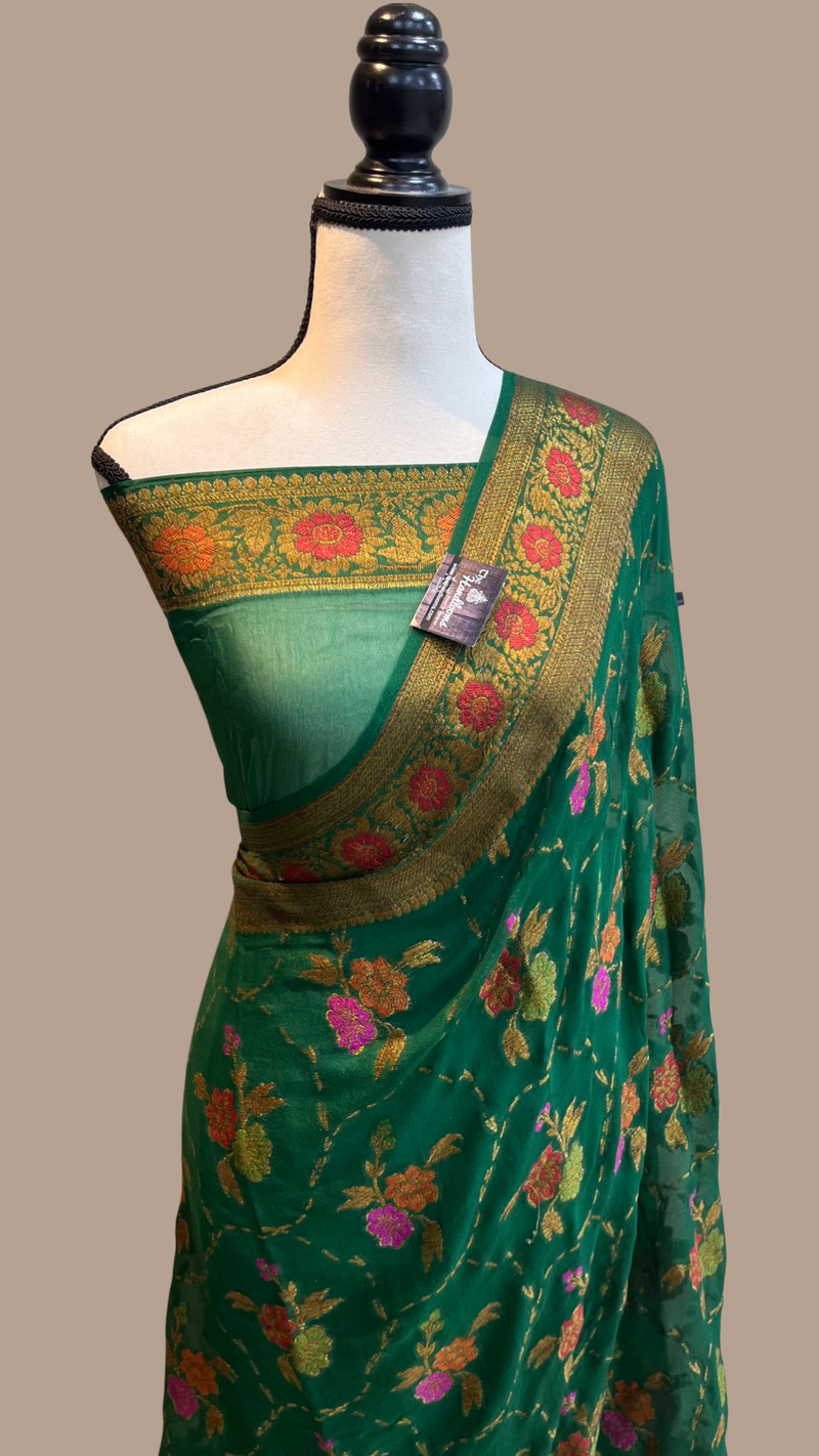 Pure Chiffon Khaddi Banarasi Saree - The Handlooms