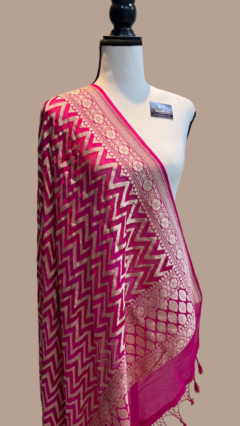 Pure Khaddi Georgette Dupatta - water zari - The Handlooms