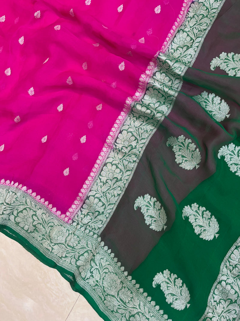 Pink Pure Georgette Banarasi Saree - The Handlooms