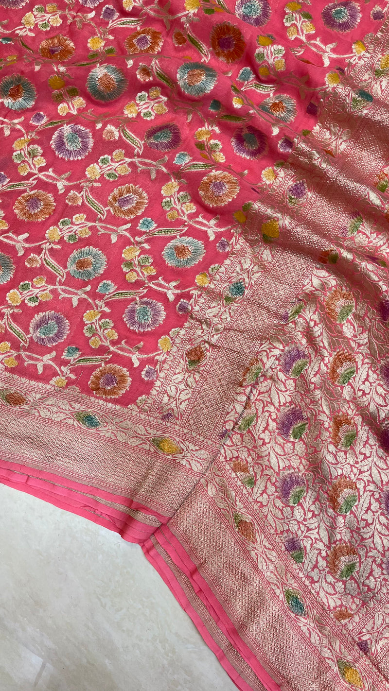 Khaddi Georgette Banarasi Saree - water zari - The Handlooms