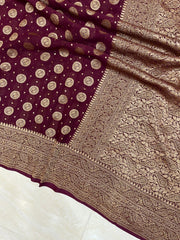 Khaddi Georgette Banarasi Saree -  Antique zari - The Handlooms