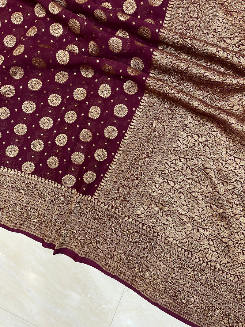 Khaddi Georgette Banarasi Saree -  Antique zari - The Handlooms