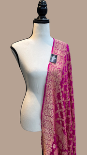 Pure Georgette Banarasi Bandhej Handloom Dupatta - The Handlooms