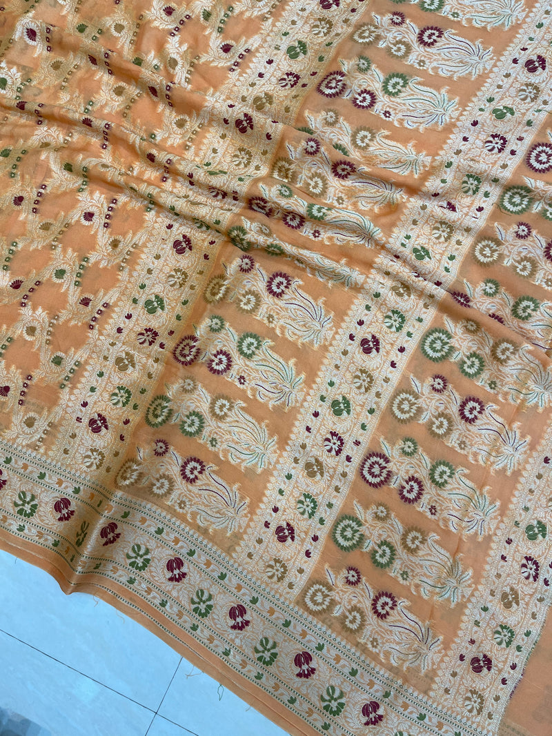 Pure Chiffon Khaddi Banarasi Saree - The Handlooms