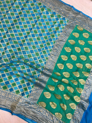 Khaddi Georgette Handloom Banarasi Saree - Gold Zari - The Handlooms