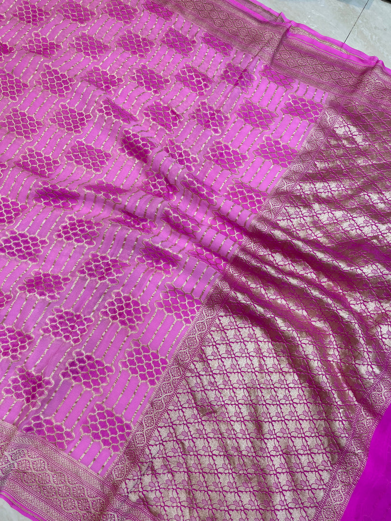Khaddi Georgette Handloom Banarasi Saree - The Handlooms