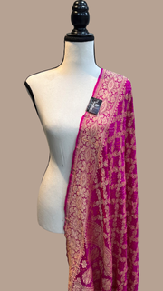 Pure Georgette Banarasi Bandhej Handloom Dupatta - The Handlooms
