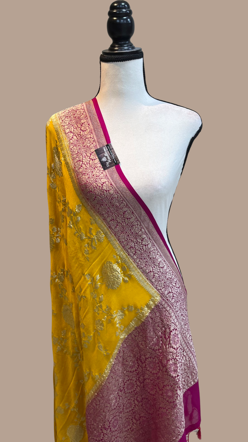 Pure Khaddi Georgette Dupatta - water zari - The Handlooms