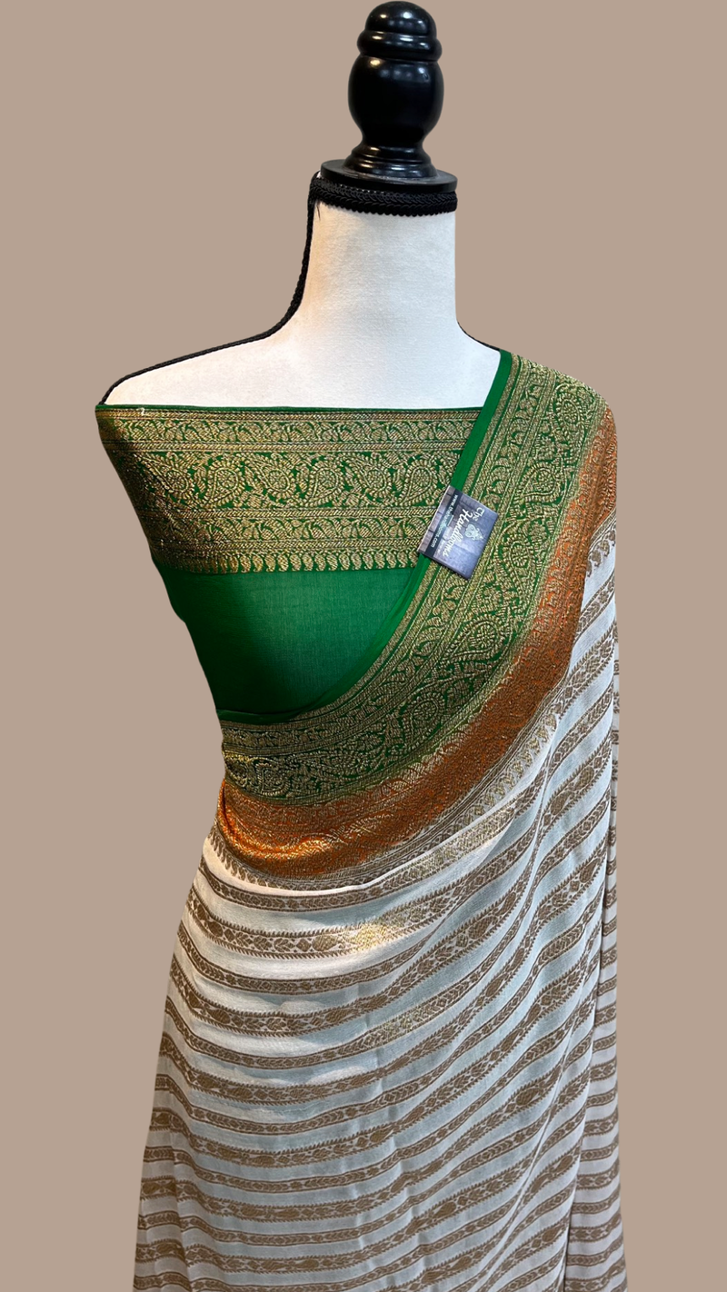 Khaddi Georgette Banarasi Saree -  Antique zari - The Handlooms