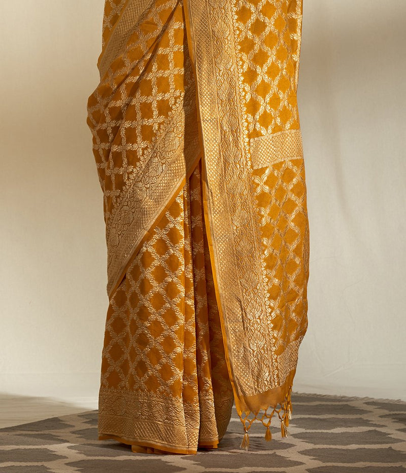 Khaddi Georgette Handloom Banarasi Saree - The Handlooms