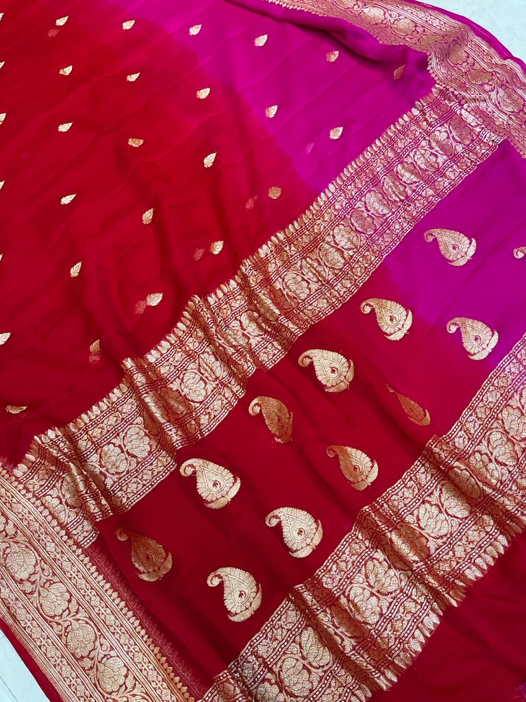Pure Georgette Banarasi Handloom Saree - The Handlooms
