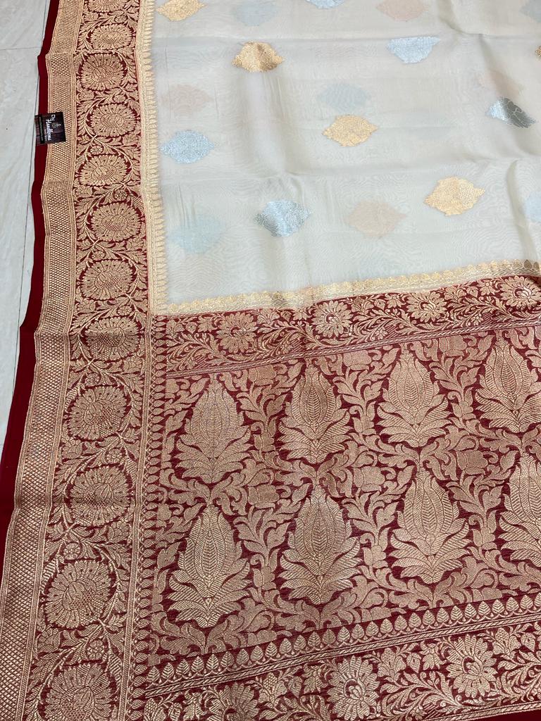 Pure Kora Handloom Banarasi Saree - The Handlooms