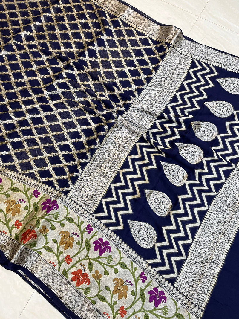 Pure Chiffon Khaddi Banarasi Saree - The Handlooms