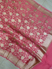 Pure Khaddi Georgette Dupatta - water zari - The Handlooms