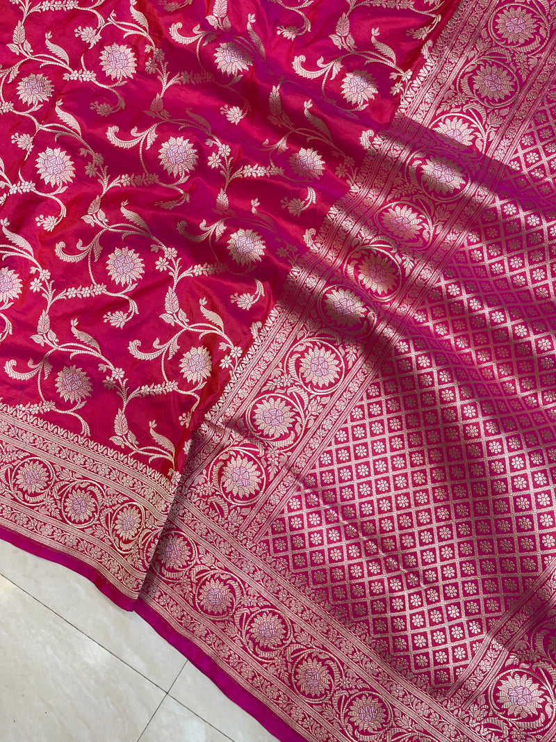 Pure Katan Silk Banarasi Handloom Saree - All Over Sona Roopa Work - The Handlooms