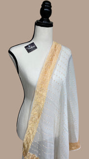 Pure Georgette Dupatta - gold zari - The Handlooms