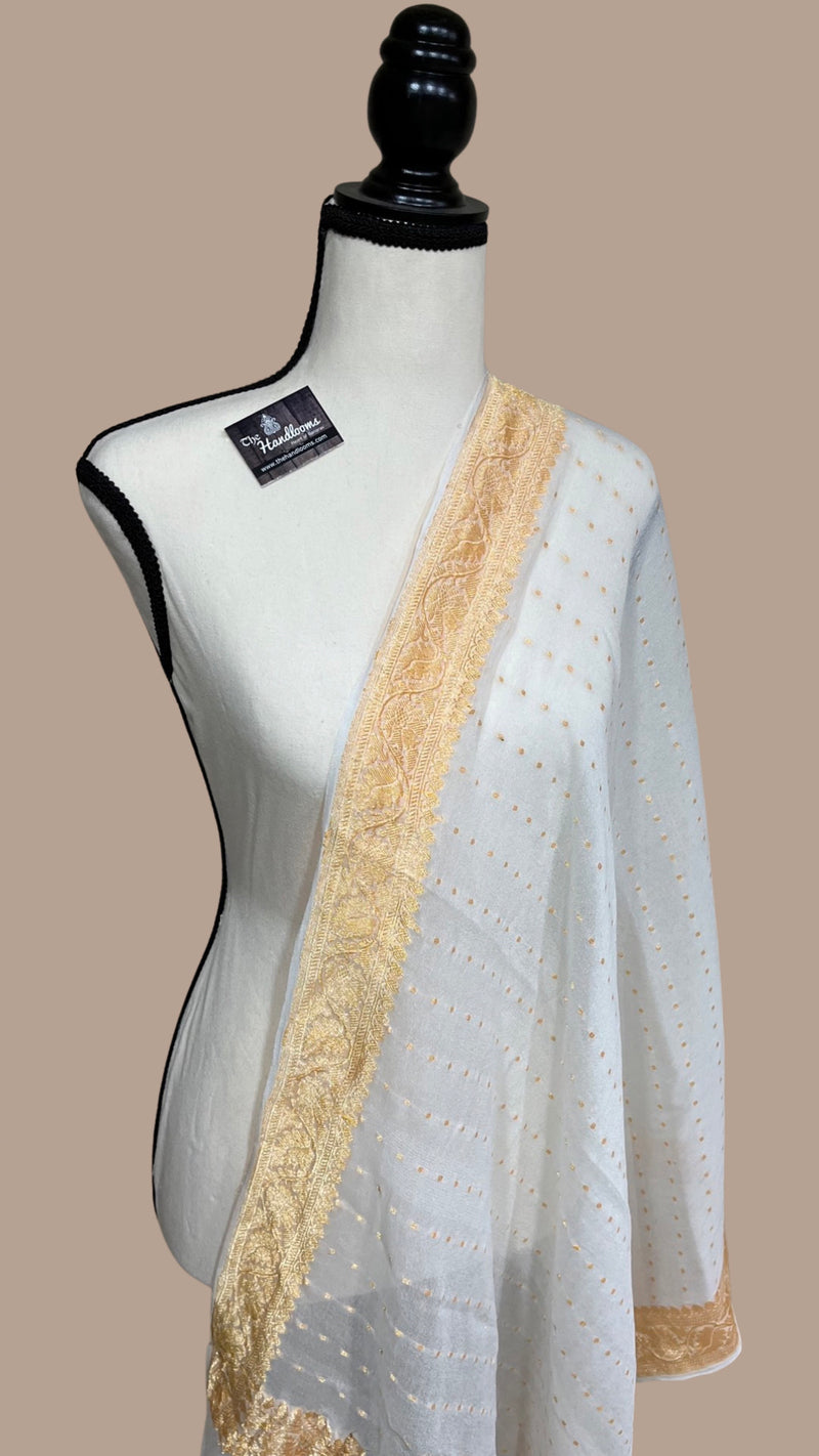 Pure Georgette Dupatta - gold zari - The Handlooms