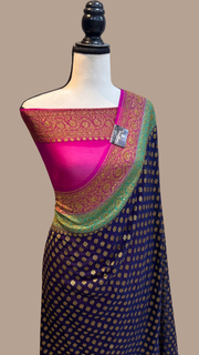 Khaddi Georgette Banarasi Saree -  Antique zari - The Handlooms