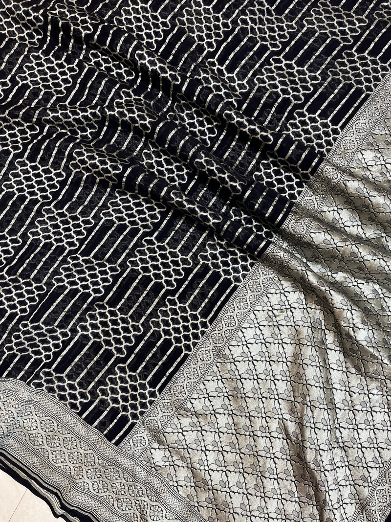 Khaddi Georgette Handloom Banarasi Saree - The Handlooms