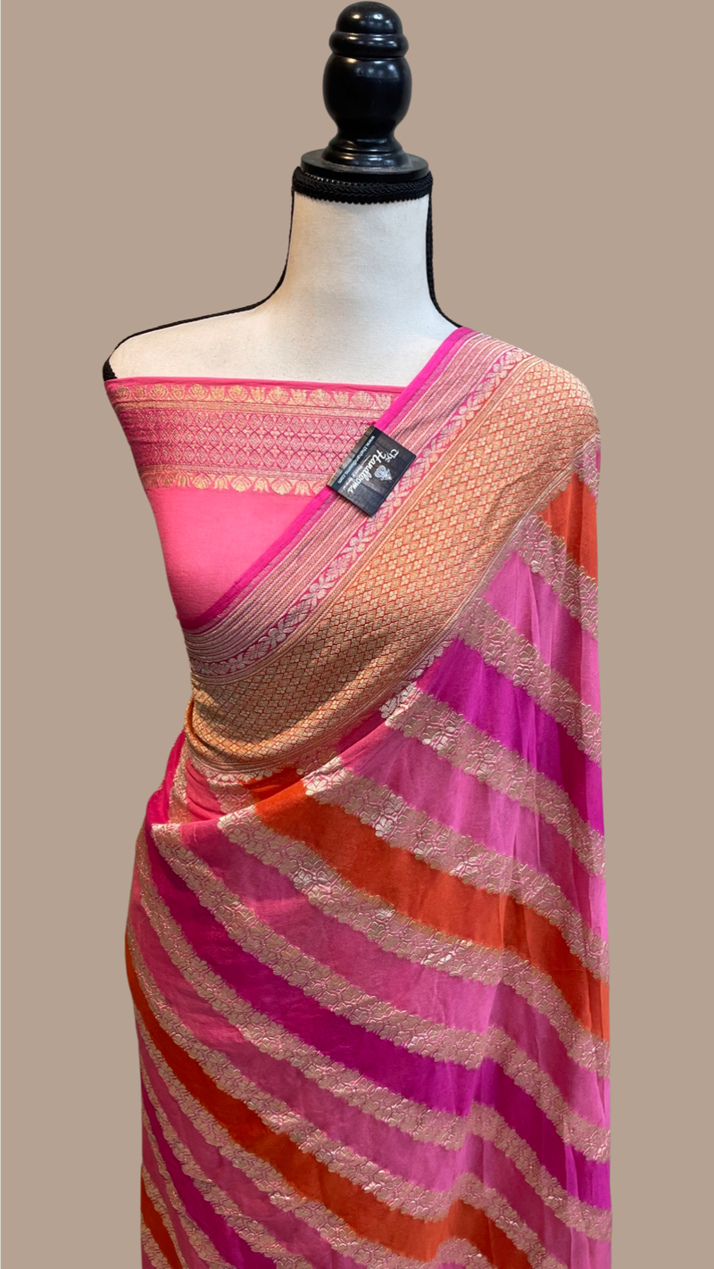 Khaddi Georgette Handloom Banarasi Saree - The Handlooms