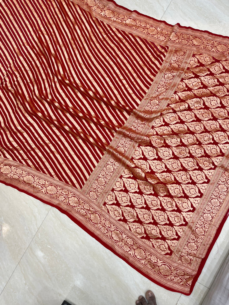 Khaddi Georgette Banarasi Saree -  Gold zari - The Handlooms