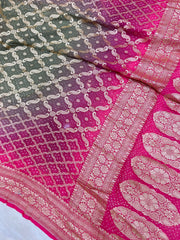 Pure Georgette Banarasi Bandhej Handloom Saree - The Handlooms