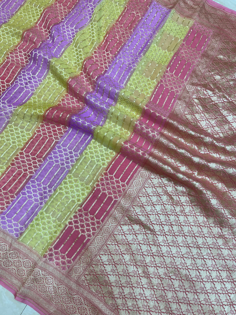 Khaddi Georgette Handloom Banarasi Saree - The Handlooms
