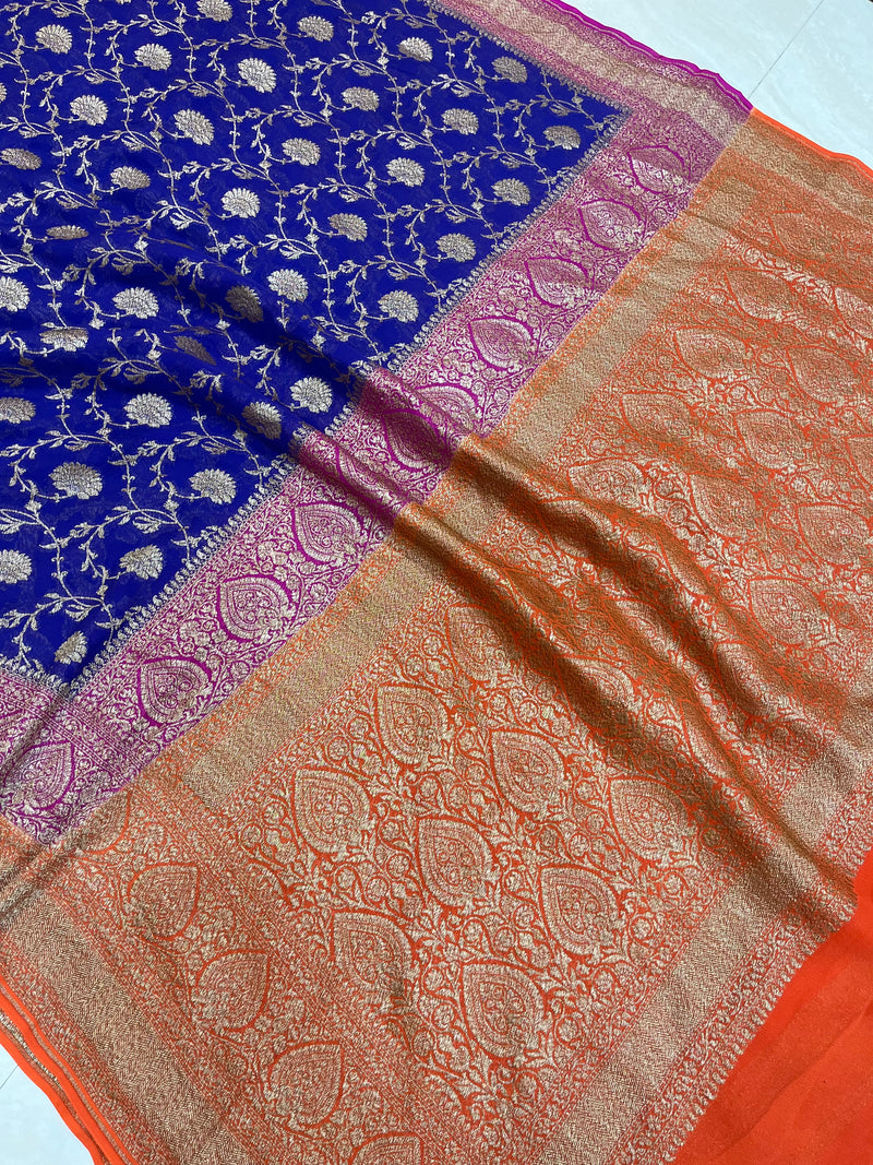 Khaddi Georgette Banarasi Saree -  Antique zari - The Handlooms