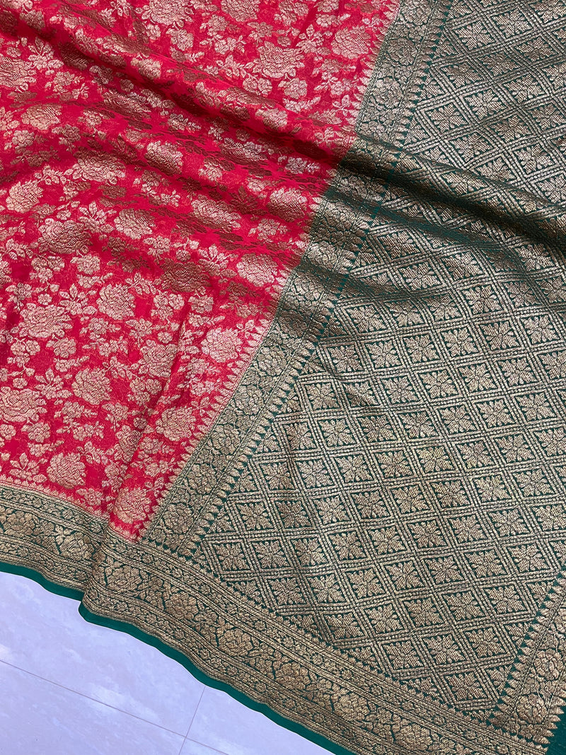 Khaddi Georgette Banarasi Saree -  Antique zari - The Handlooms