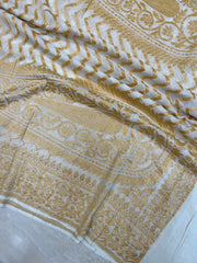 Pure Khaddi Georgette Dupatta - gold zari - The Handlooms