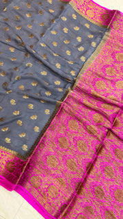 Pure Chiffon Khaddi Banarasi Saree - The Handlooms