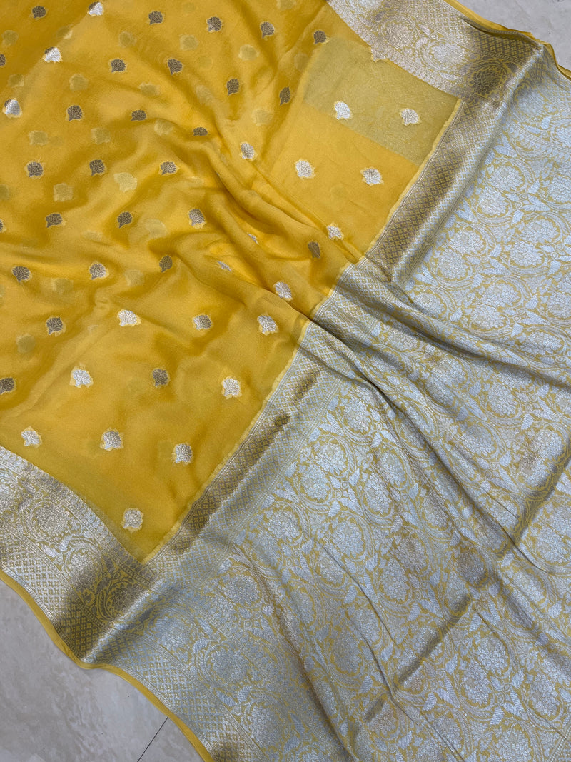 Pure Chiffon Khaddi Banarasi Saree - The Handlooms