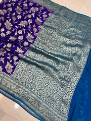 Khaddi Georgette Handloom Banarasi Saree - The Handlooms
