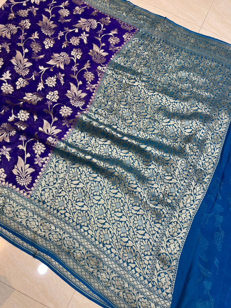 Khaddi Georgette Handloom Banarasi Saree - The Handlooms