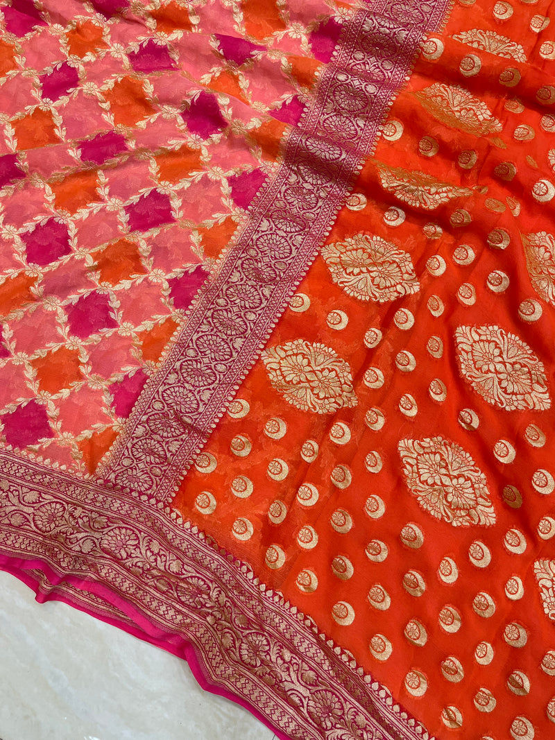 Khaddi Georgette Handloom Banarasi Saree - The Handlooms