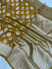 Pure Katan Silk Banarasi Handloom Saree - All Over Jaal Work - The Handlooms