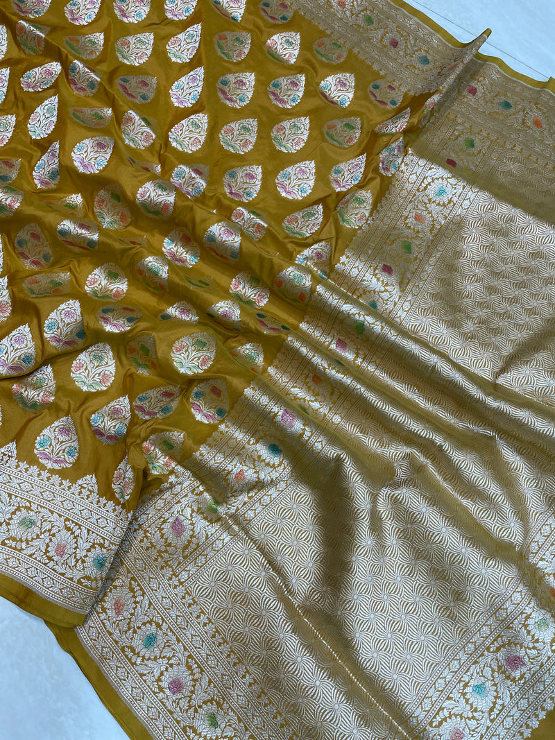 Pure Katan Silk Banarasi Handloom Saree - All Over Jaal Work - The Handlooms